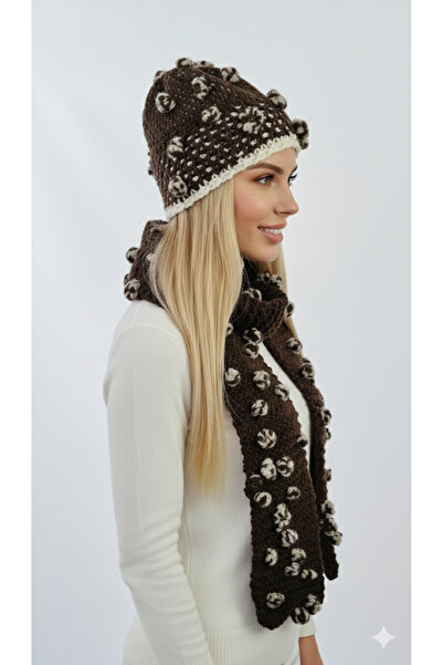 drt tasarım طقم بونبونيلا ذو وشاح طويل من السلسلة الفاخرة باللون البني