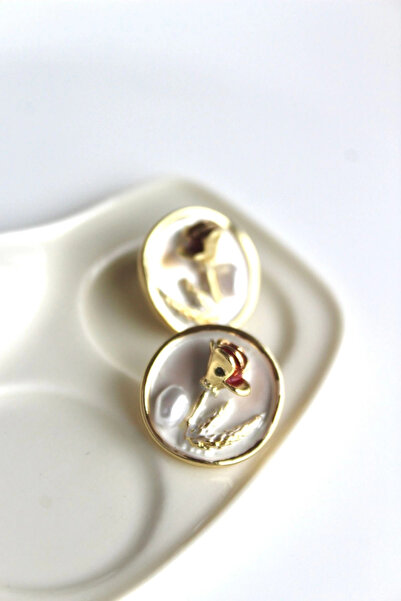 Leo'Stone Vintage Kırmızı Gül Motifli 3d Tablo Tasarım Kadın Çelik Küpe