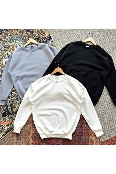 tiggir moda Hanorac oversize unisex din bumbac cu fleece interior, 3 piese