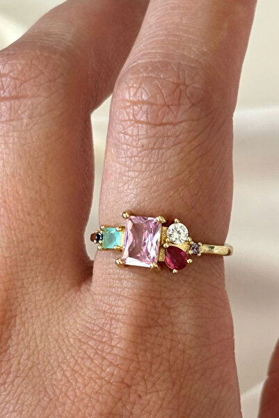 Leo'Stone سلسلة مستوردة أنيقة متعددة الألوان وردية اللون بتصميم حجر الباجيت خ...