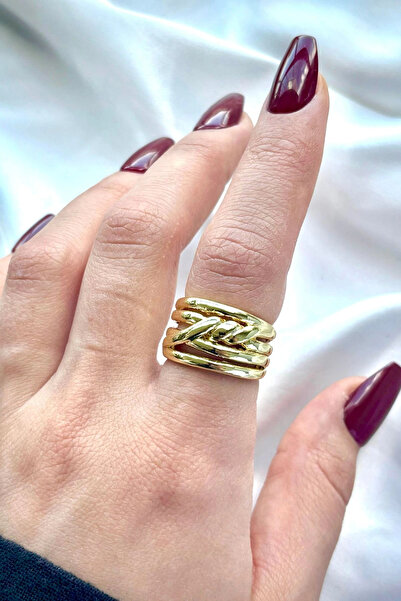 Leo'Stone تصميم الضفائر من سلسلة Premium خاتم نسائي مصقول قابل للتعديل