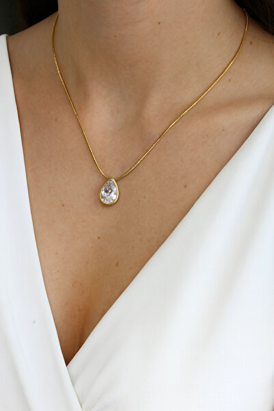 Leo'Stone قلادة نسائية من الفولاذ بتصميم قطرة رائعة من سلسلة Premium