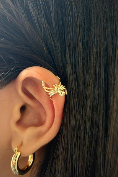 Leo'Stone Örümcek Tasarım Kadın Sıkıştırmalı Earcuff Kıkırdak Küpe