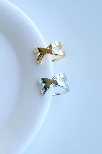 Leo'Stone Çapraz Görünüm Kadın Sıkıştırmalı Earcuff Kıkırdak Küpe