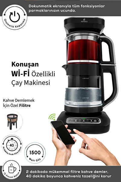 Karaca Çay Demle ,Filitre Kahve MamaSuyu Hazırlama 4 Ürün 1 Arada Konuşan Cam...