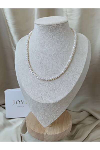 JOVİ ATELİER 40cm Doğal Inci Kolye Çelik Aparat - 40 Cm 7 Cm Uzatma Zinciri -...