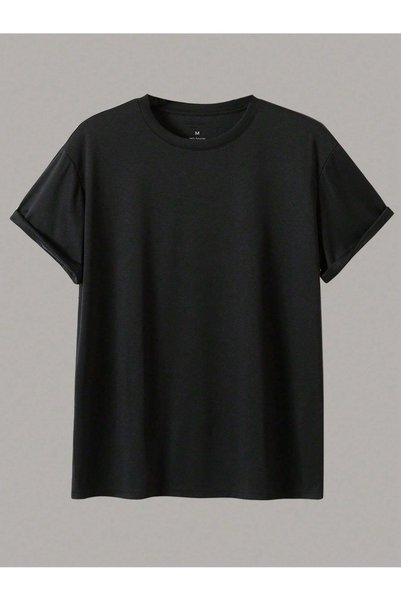 Richarlison Erkek Siyah Beyaz Haki Bej 4'Lü Paket %100 Pamuk Basic Kol Katlı Bisiklet Yaka T-shirt