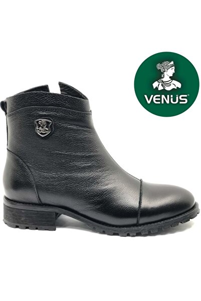 Venüs Marsel Γνήσιο Δερμάτινο Επίπεδο Αντιολισθητικό Σόλα Ορθοπεδικές Γυναικείες Μπότες ΜΑΥΡΟ