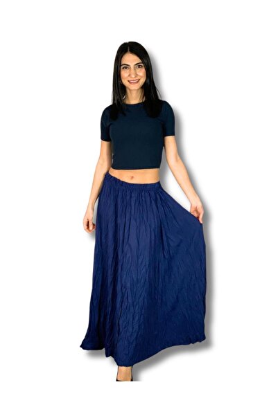YusGos Women's Pleated Wrinkled Fabric Maxi Skirt