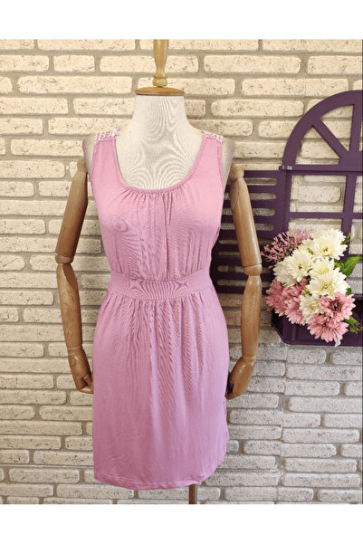 rengastyle Φόρεμα από ύφασμα βισκόζης με λεπτομέρεια δαντέλας 85 cm