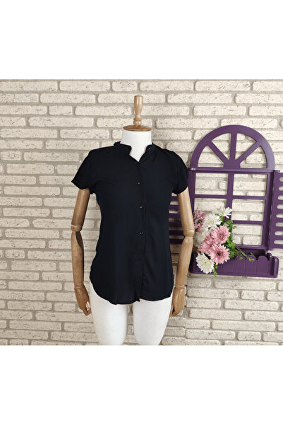 rengastyle Дамска риза от тъкан вискоза (ЧЕРНА)