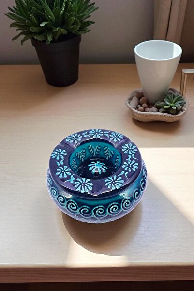 sharp&art Kabartma Desen, Büyük Boy Seramik Sigara Küllüğü (12CM-7CM)