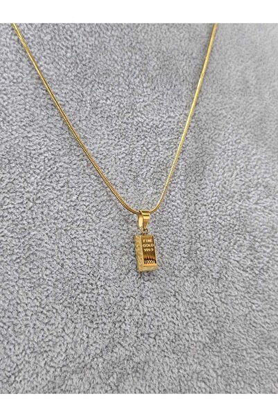 Vipfoni Çelik Solmaz Kararmaz Külçe Altın Görünümlü Yılan Zincir Kolye