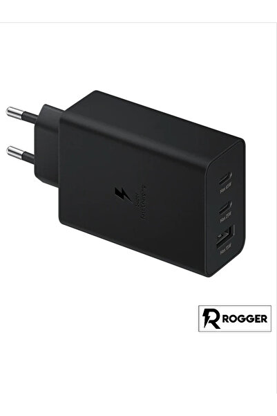 ROGGER 65W 2pd+Usb Ev Tipi Süper Hızlı Şarj Aleti 3 Çıkışlı Type-C To Type-C Kablolu Set