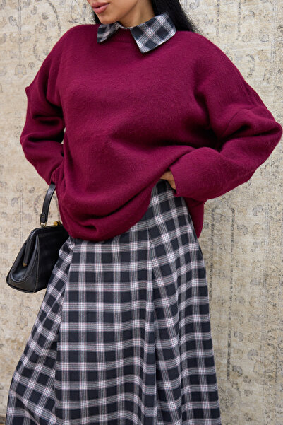 KÜÇÜĞÜM BUTİK Burgundy Casual Knit Sweater