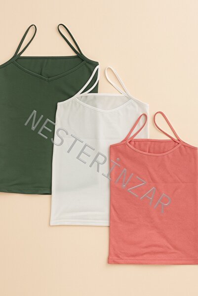 nesterinzar Women's Mixed Color String Strap 3-Piece Tank Top