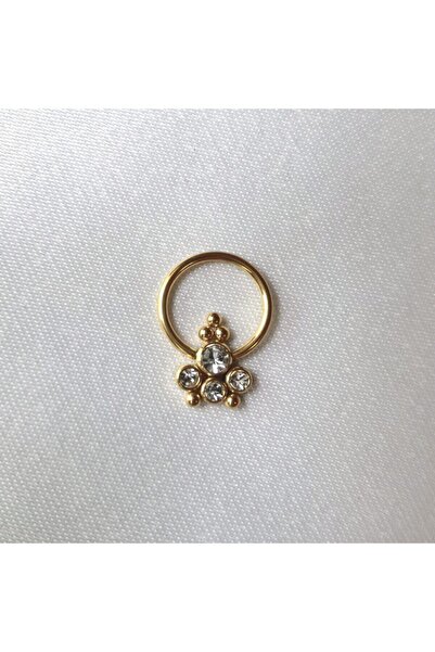 Bylin Takı %100 Cerrahi Çelik Dört Taş, Beş Top Halka Piercing - 1 adet