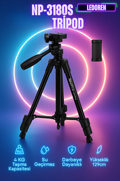 L'eDoren NP-3180S 129 Cm Tripod Bluetooth Kumandalı Profesyonel Telefon Kamer...