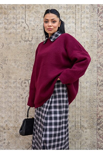 KÜÇÜĞÜM BUTİK Burgundy Casual Knit Sweater
