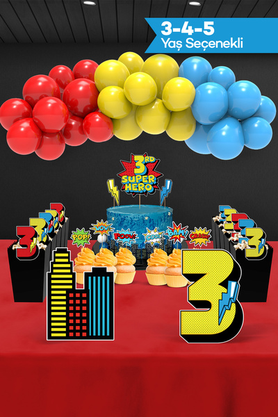 Hey Parti Superhero Birthday Party Set (3 Years Old, 4 Years Old, 5 Years Old Spider-Man Birthday Concept) - Midi