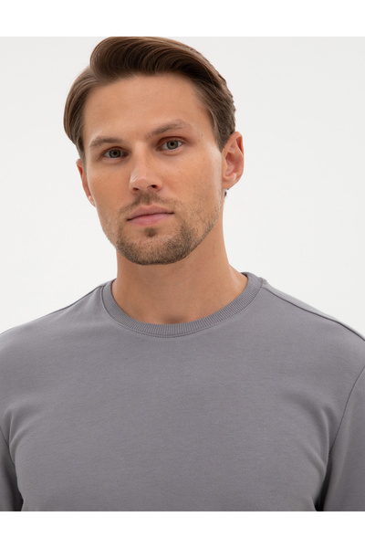 Pierre Cardin Gri 2 İplik Regular Fit Bisiklet Yaka Basic Sweatshirt 50314054-VR024