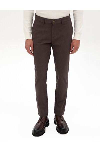 Pierre Cardin Koyu Kahverengi Slim Fit Kanvas Pantolon 50317228-VR084