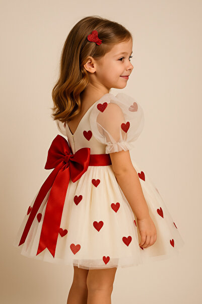 NA ADDESIGN Kalpli Kız Çocuk Tütü Elbise – Kabarık Tül, Kırmızı Fiyonk, Doğum...