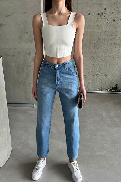 XRAY JEANS Pantaloni largi de damă cu talie înaltă, albastru deschis