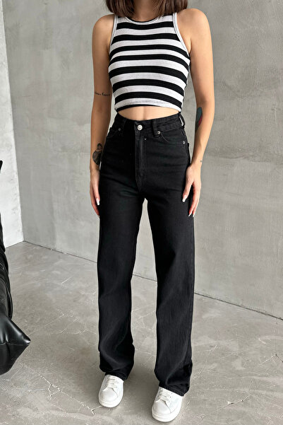 XRAY JEANS Dámské volné kalhoty Palazzo černé denim s vysokým pasem