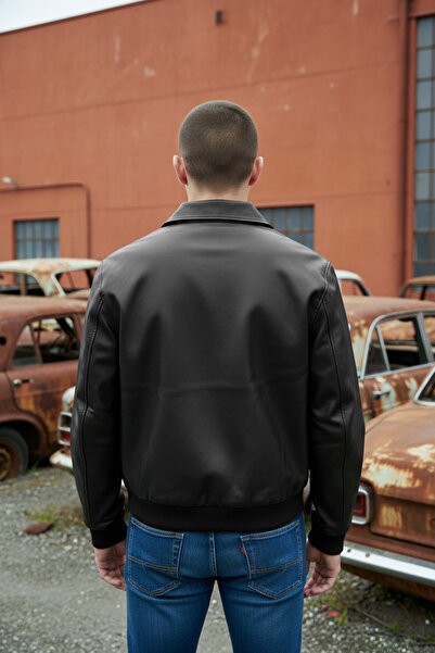 GAREN ΑΝΔΡΙΚΟ ΚΑΦΕ ΔΕΡΜΑΤΙΝΟ ΠΑΛΤΟ ΜΕ ΛΕΠΤΟΜΕΡΗ ΠΕΡΙΛΗΨΗ ΚΑΙ ΜΠΟΥΦΑΝΙΑ ΜΕ ΦΕΡΜΟΥΑΡ