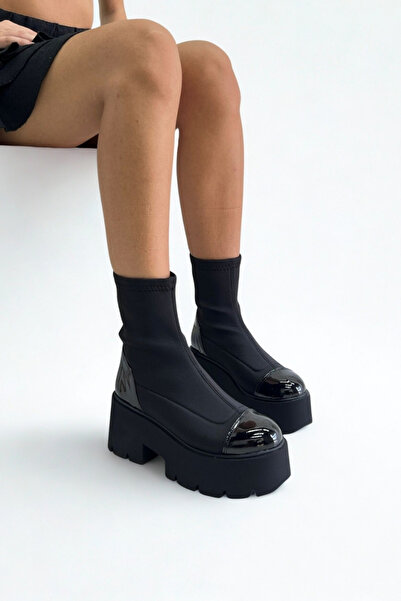 inizio Μαύρες υφασμάτινες μπότες Diver P9029