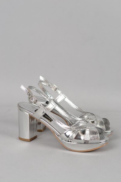SEÇ KUNDURA Select 340 platform heel women's evening shoe (8.5cm) silver
