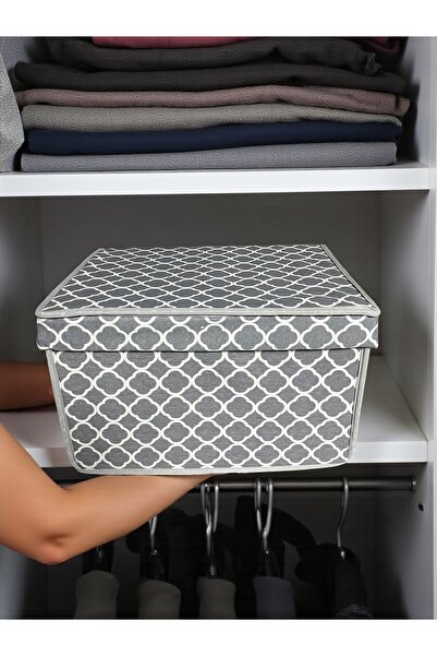 VAYBE 3 PCS Mini Storage Box, Box Storage Bag, Box, Organizer, Toy Box Gray Chain Pattern 30x40x25