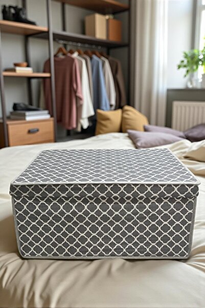 VAYBE Set of 3 Room Collector, Room Organizer, Toy Box, Makeup Box, Purchaser, Chain Patterned Gray