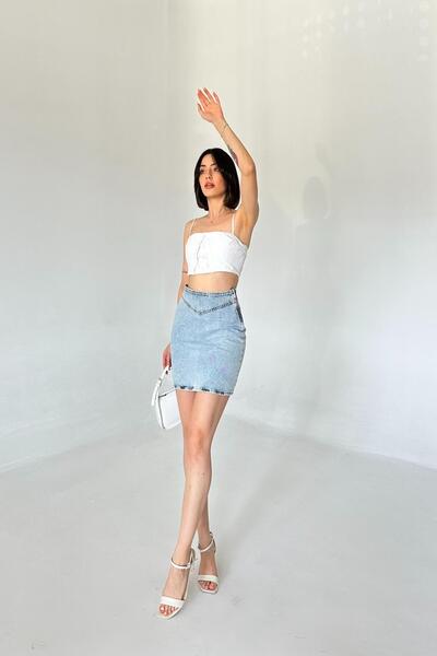 XRAY JEANS Жіноча джинсова міні-спідниця на блискавці з бавовни Ice Blue JeansMode