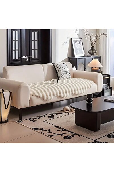 baladı home ev tekstil home collection tavşan peluş Tüyü koltuk örtüsü ( 1 ad...