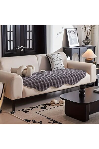baladı home ev tekstil home collection tavşan peluş Tüyü koltuk örtüsü ( 1 ad...