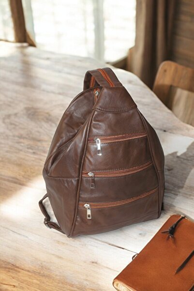 MEBES Women's Backpack and Shoulder Bag - Orange Saka Model - Madde Giysi - C...