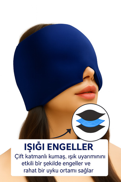 SEVENHİLLS Mıgren Şapka Rahatlatıcı Isıtıcı Ped Sıcak Soğuk Kompres Termojel Buz Paket Bandaj(MAVİ)