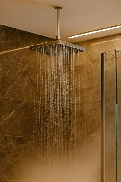 HESANIT ABS Square Shower Head,High Pressure Ceiling Mounted Shower Head 200 x 200 mm Chrome,made in Germany