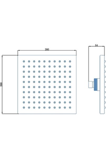 HESANIT ABS Square Shower Head,High Pressure Ceiling Mounted Shower Head 200 x 200 mm Chrome,made in Germany
