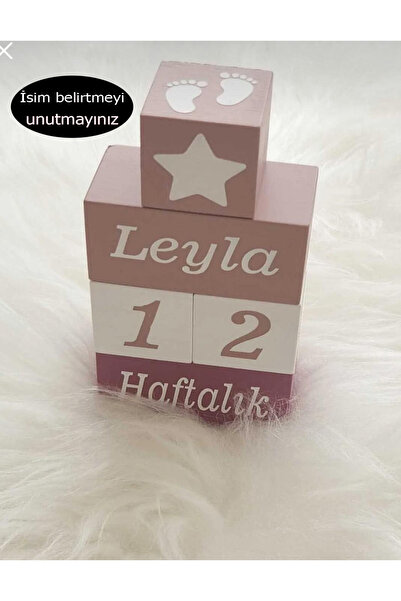 Yoyowoods İsim Anı Küpü -dekor Oyuncak (ERGUVAN-PUDRA PEMBESİ)