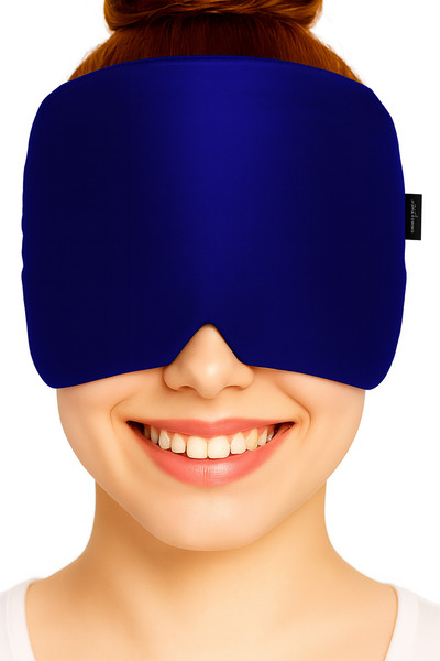 SEVENHİLLS Mıgren Şapka Rahatlatıcı Isıtıcı Ped Sıcak Soğuk Kompres Termojel Buz Paket Bandaj(MAVİ)