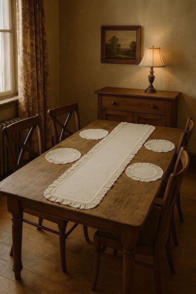 Nevvera Home Masa Runner Yuvarlak Amerikan Servis (33 cm) – Pamuk Polyester