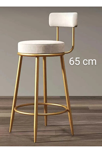J&S QUALİTY Montaj gerektirmez Hazır 65 cm yükseklikte Parlak Gold Bar Sandalye