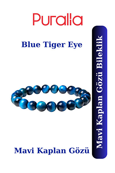 Puralia Natural Stone Blue Tiger Eye Bracelet