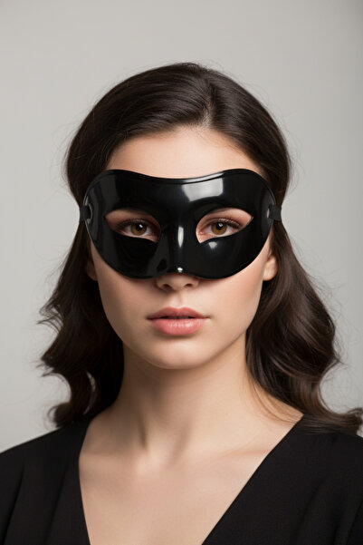 ReilaParty Siyah Plastik Masquerade Balo Parti Maskesi Düz Renk