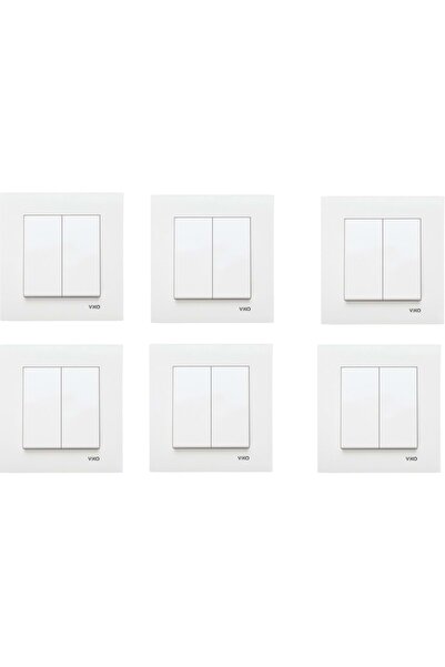 VİKO Viko Karre Ikili Beyaz Renk Komütatör Anahtar 6 Adet - Çerçeveli