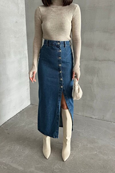 XRAY JEANS Жіноча вузька джинсова спідниця довжиною до щиколотки з довгими розрізами