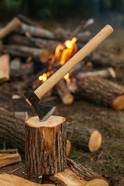 Toptancı Amca Sürmene El Dövmesi Oval Balta Nacak Makas Çeliği Üretimi Kamp Kemik Odun 600gr